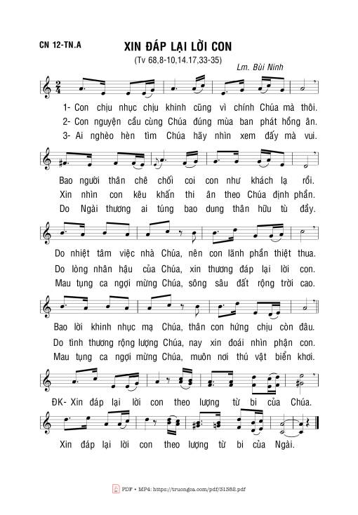 Sheet PDF of Xin Đáp Lại Lời Con