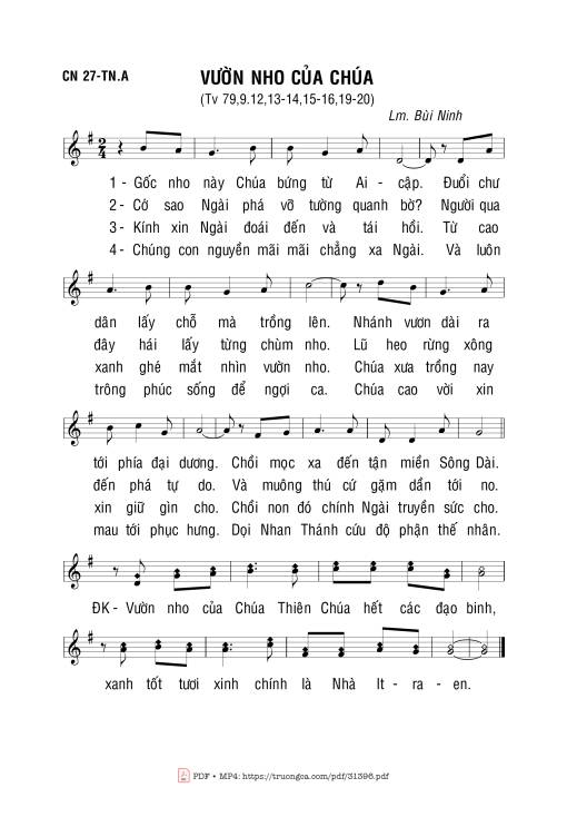 Sheet PDF of Vườn Nho Của Chúa