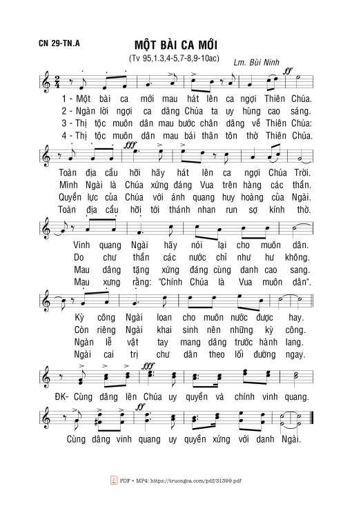 Sheet PDF of Một Bài Ca Mới