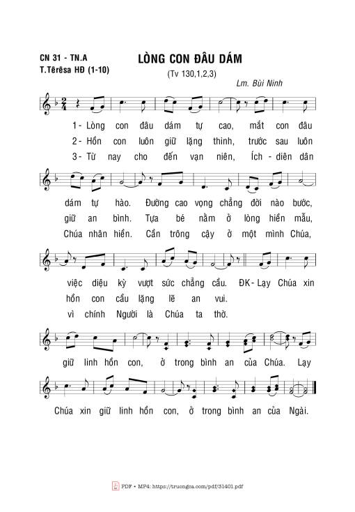 Sheet PDF of Lòng Con Đâu Dám