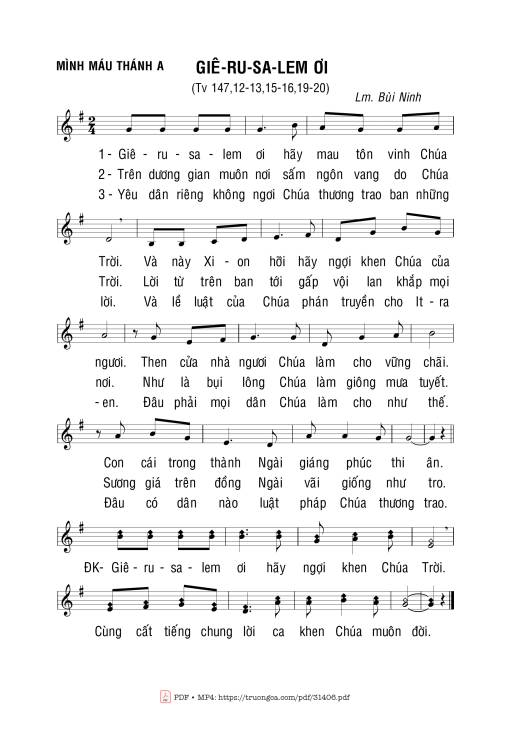 Sheet PDF of Giê-Ru-Sa-Lem Ơi!