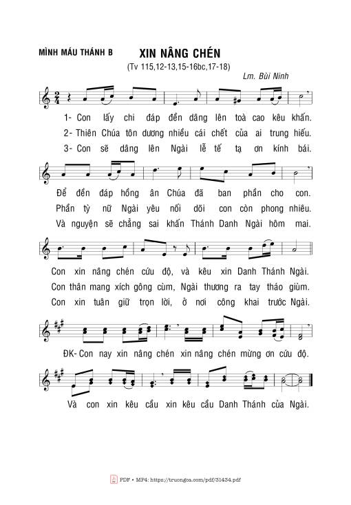 Sheet PDF of Xin Nâng Chén