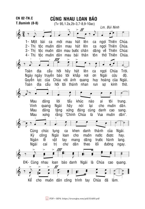 Sheet PDF of Thánh Vịnh 95, Thánh Đaminh