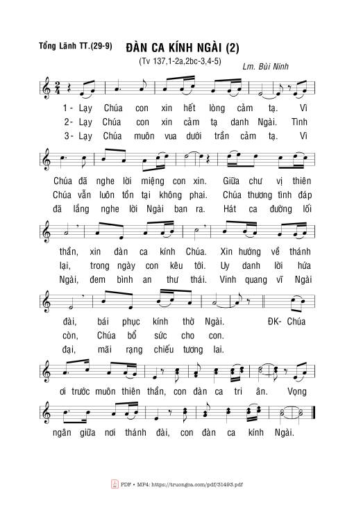 Sheet PDF of Thánh Vịnh 137, Đàn Ca Kính Ngài 2