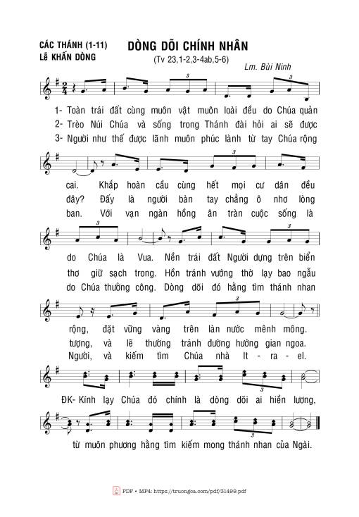 Sheet PDF of Thánh Vịnh 23, Dòng Dõi Chính Nhân