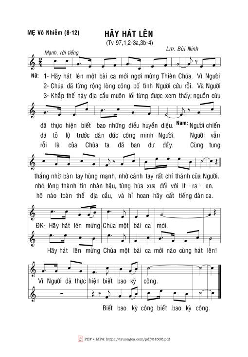 Sheet PDF of Thánh Vịnh 97, Hãy Hát Lên