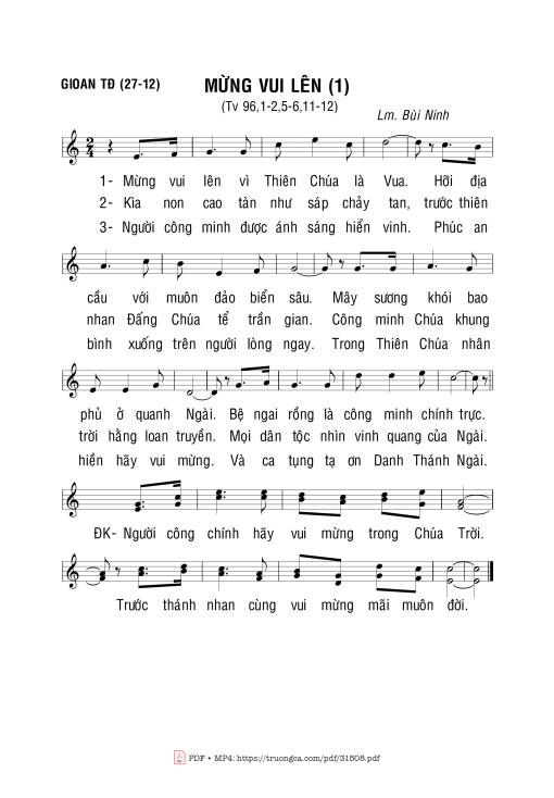 Sheet PDF of Thánh Vịnh 96, Mừng Vui Lên 1