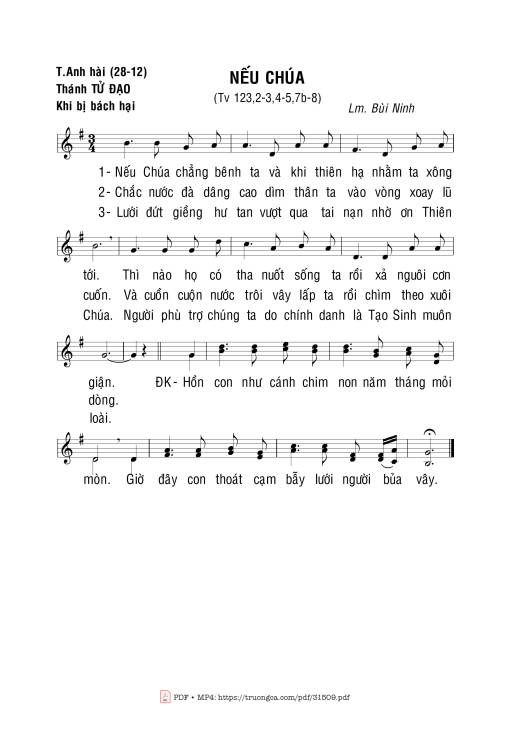 Sheet PDF of Thánh Vịnh 123, Các Thánh Anh Hài