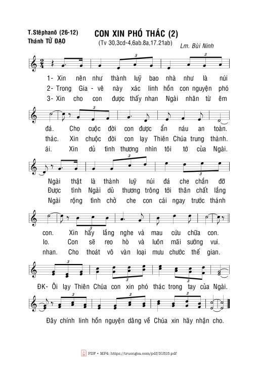 Sheet PDF of Thánh Vịnh 30, Con Xin Phó Thác (2