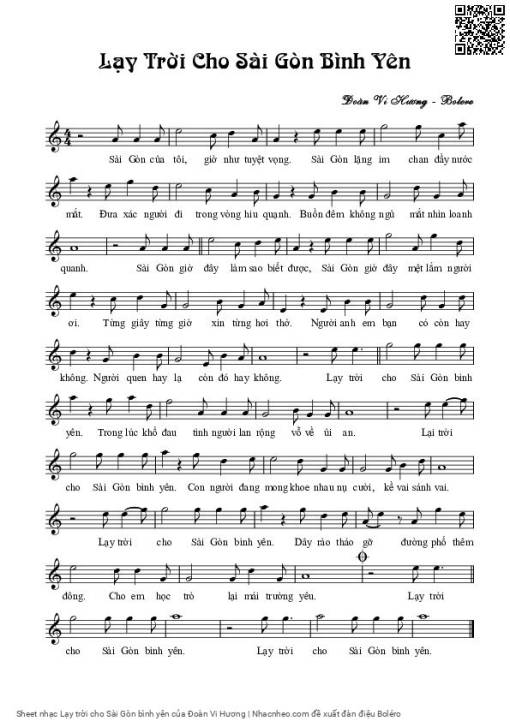 Sheet PDF of Lạy trời cho Sài Gòn bình yên