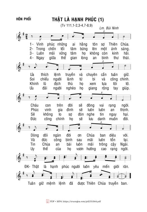 Sheet PDF of Thánh Vịnh 111, Thật Là Hạnh Phúc (1