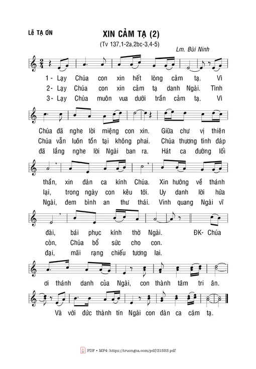 Sheet PDF of Thánh Vịnh 137, Xin Cảm Tạ 2