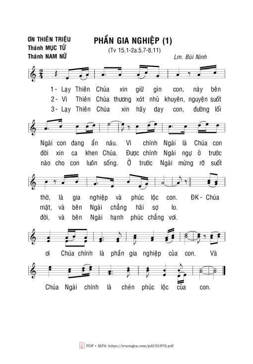 Sheet PDF of Thánh Vịnh 15, Phần Gia Nghiệp (1