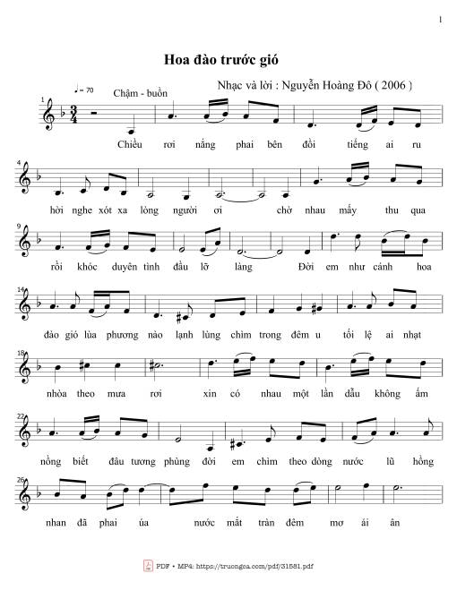 Sheet PDF of Hoa đào trước gió