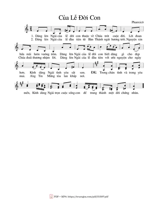 Sheet PDF of Của Lễ Đời Con