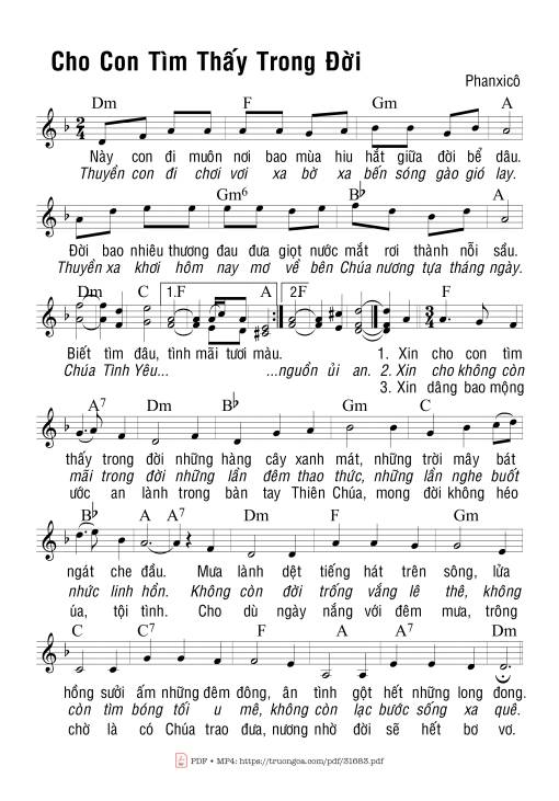 Sheet PDF of Cho Con Tìm Thấy Trong Đời