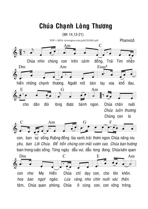 Sheet PDF of Chúa Chạnh Lòng Thương