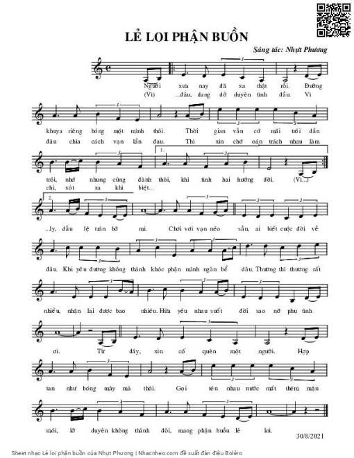 Sheet PDF of Lẻ loi phận buồn