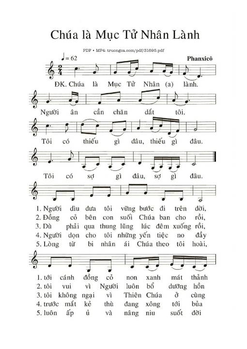 Sheet PDF of Chúa Là Mục Tử Nhân Lành