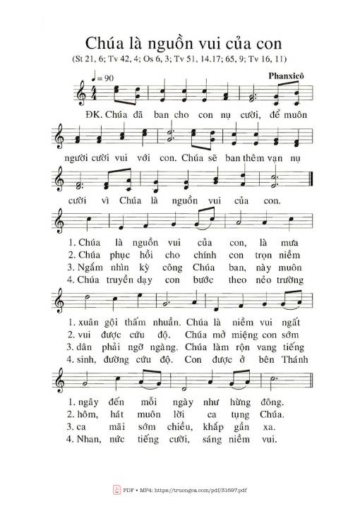Sheet PDF of Chúa Là Nguồn Vui Của Con