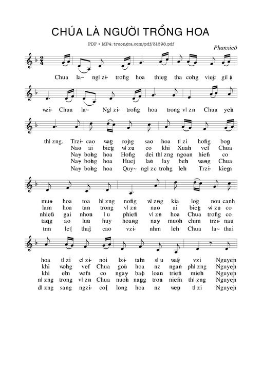 Sheet PDF of Chúa Là Người Trồng Hoa