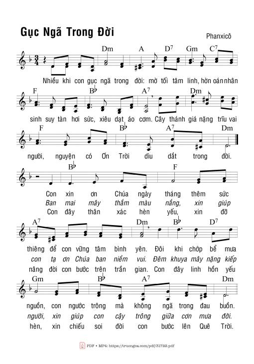 Sheet PDF of Gục Ngã Trong Đời