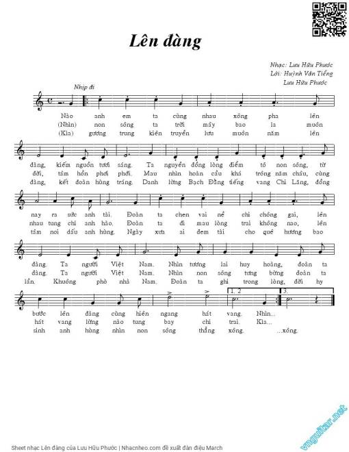 Sheet PDF of Lên đàng - Lưu Hữu Phước