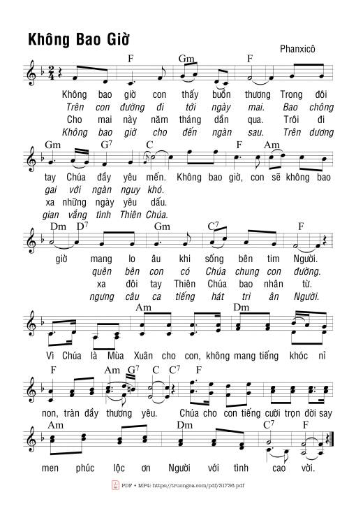 Sheet PDF of Không Bao Giờ