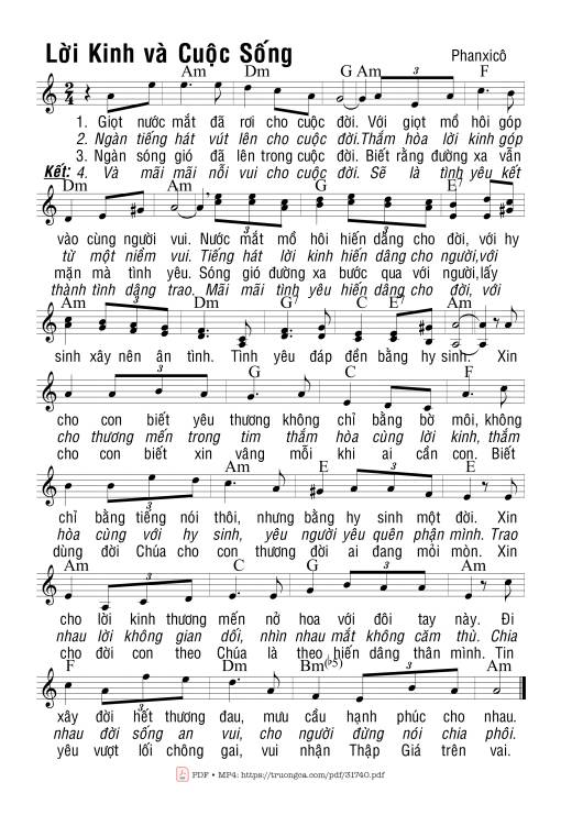 Sheet PDF of Lời Kinh Và Cuộc Sống
