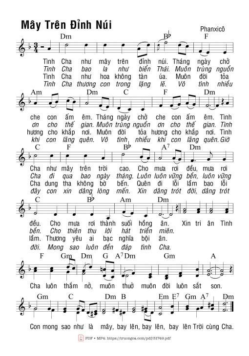 Sheet PDF of Mây Trên Đỉnh Núi