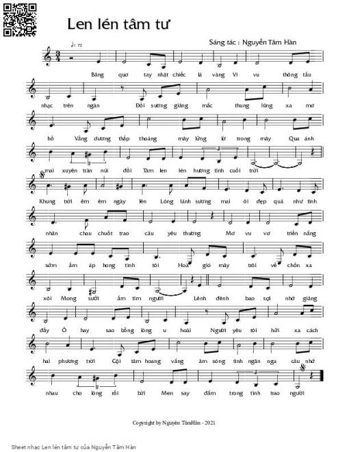 Sheet PDF of Len lén tâm tư