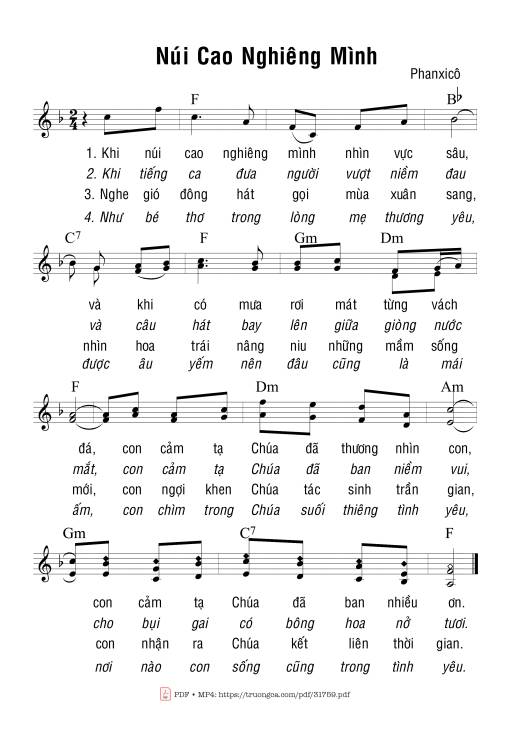 Sheet PDF of Núi Cao Nghiêng Mình