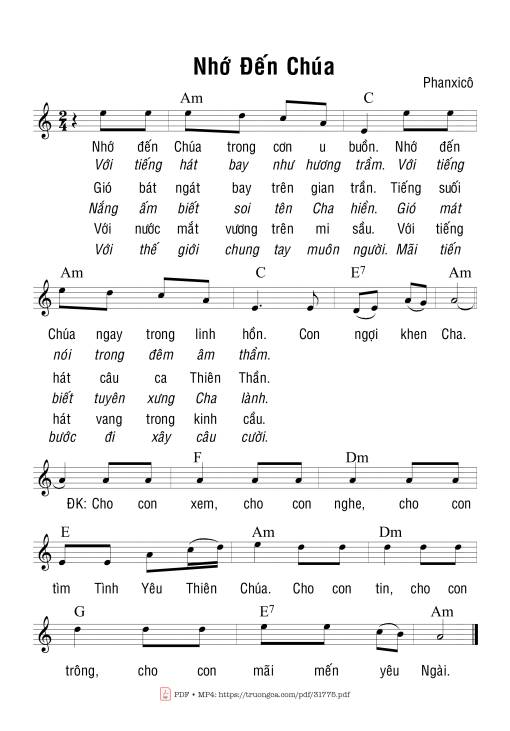 Sheet PDF of Nhớ Đến Chúa