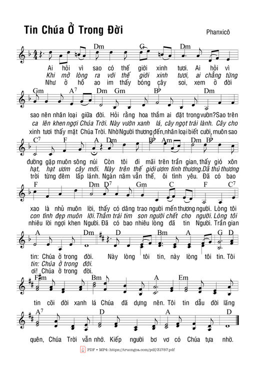 Sheet PDF of Tin Chúa Ở Trong Đời
