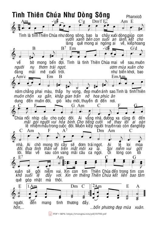 Sheet PDF of Tình Thiên Chúa Như Dòng Sông