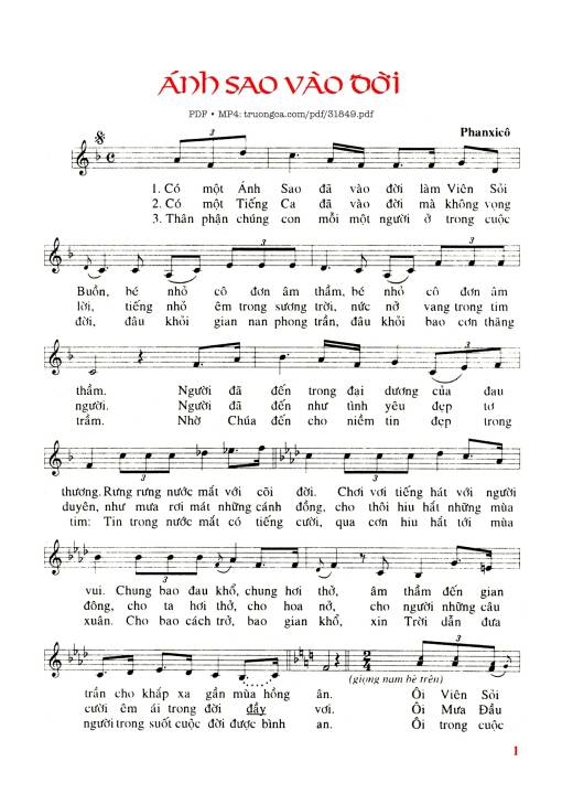 Sheet PDF of Ánh Sao Vào Đời