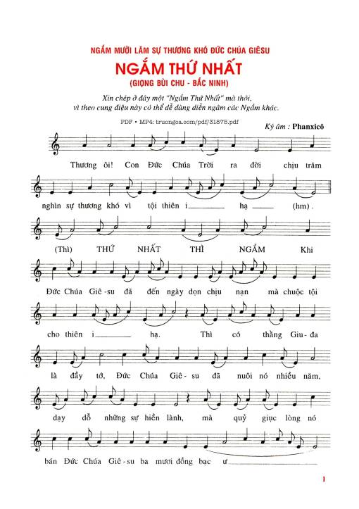 Sheet PDF of Ngắm Mười Lăm Sự Thương Khó Đức Chúa Giêsu
