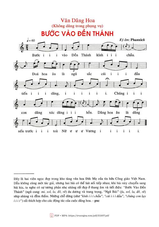 Sheet PDF of Bước Vào Đền Thánh
