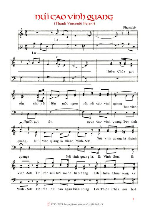 Sheet PDF of Núi Cao Vinh Quang