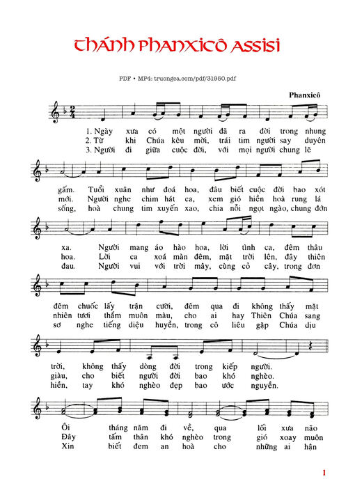 Sheet PDF of Thánh Phanxicô Assisi