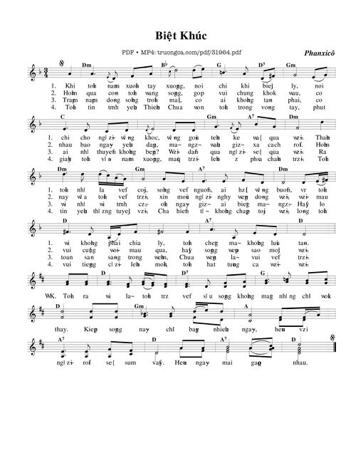 Sheet PDF of Biệt Khúc - Phanxico