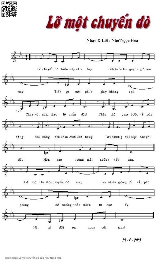 Sheet PDF of Lỡ một chuyến đò