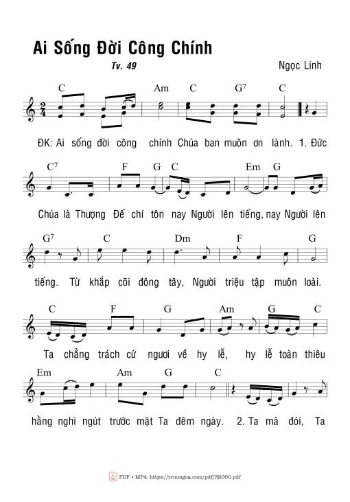 Sheet PDF of Thánh Vịnh 49, Ai Sống Đời Công Chính