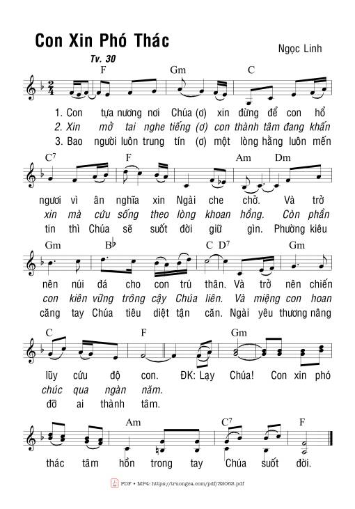 Sheet PDF of Thánh Vịnh 30, Con Xin Phó Thác