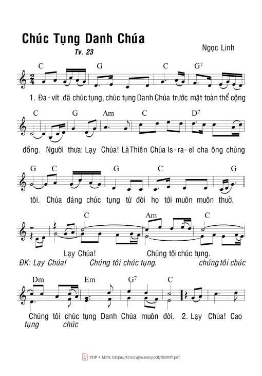 Sheet PDF of Thánh Vịnh , Chúc Tụng Danh Chúa (Tv 23