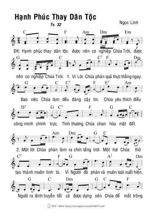 Sheet PDF of Thánh Vịnh 32, Hạnh Phúc Thay Dân Tộc
