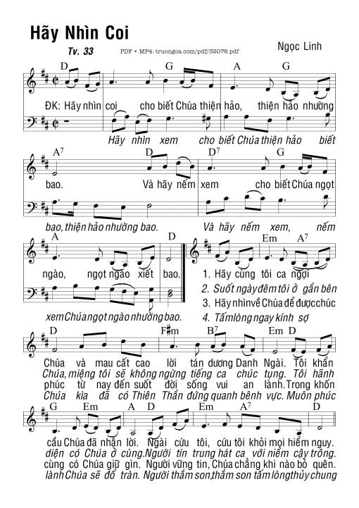 Sheet PDF of Thánh Vịnh 33, Hãy Nhìn Coi