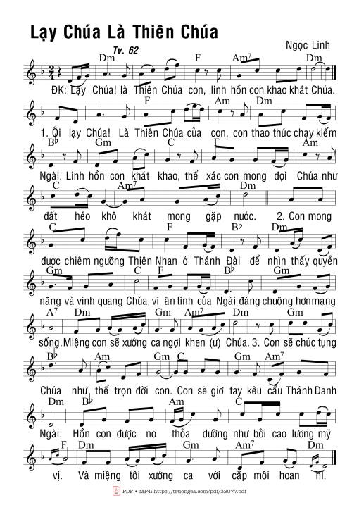 Sheet PDF of Thánh Vịnh 62, Lạy Chúa Là Thiên Chúa