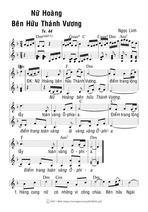 Sheet PDF of Thánh Vịnh 44, Nữ Hoàng Bên Hữu Th V