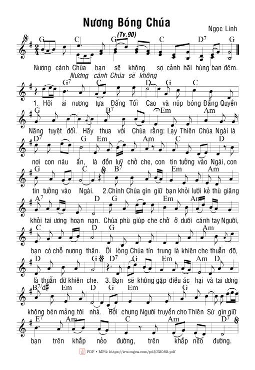 Sheet PDF of Thánh Vịnh 90, Nương Bóng Chúa